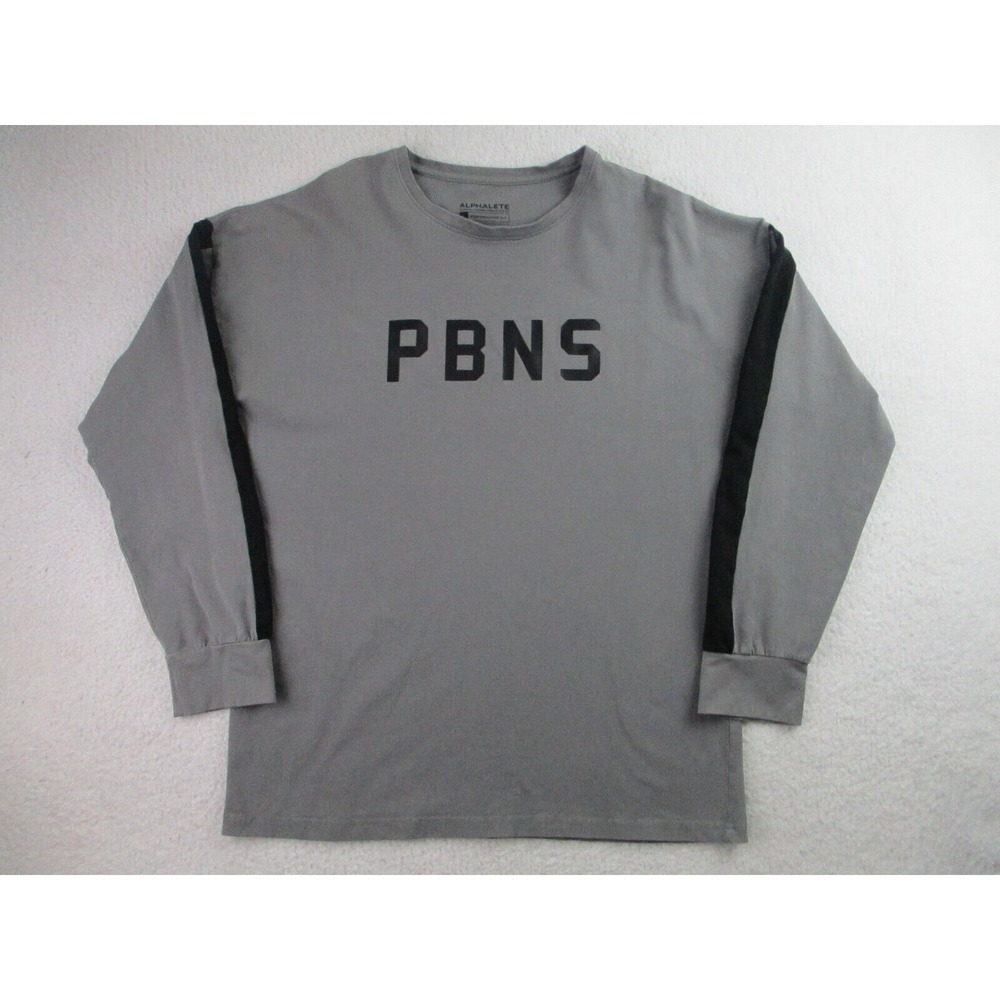 Alphalete PBNS Shirt Mens Large Performance Fit Gray Long Sleeve Pullover Active